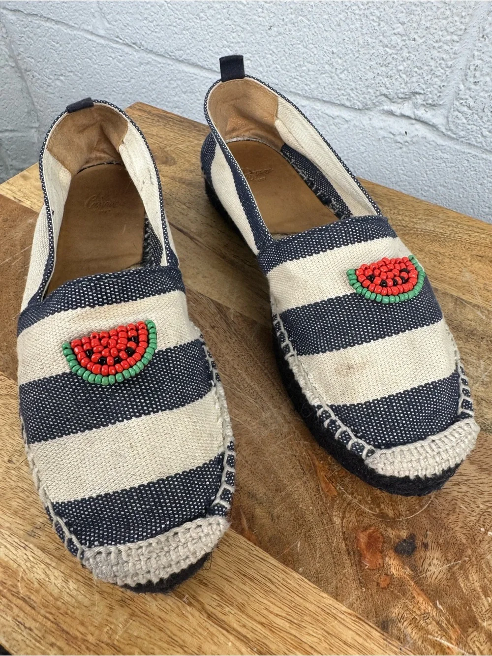 Castañer Watermelon Beaded Striped Espadrille Flats Size 39